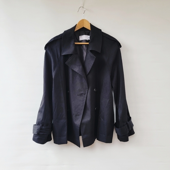 ASOS Jacket Womens 6 Black Waist Length Lightweight Oversized Relaxed Trench - Picture 3 of 16